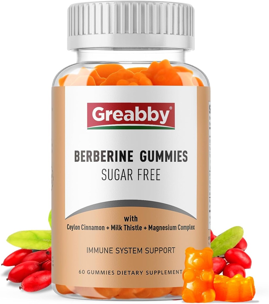 Βερβερίνη με Ceylon Cinnamon συμπλήρωμα - Βερβερίνες Gummies, Βιολογική Βερβερίνη HCL 1200 mg για ενήλικες, Υποστήριξη ανοσοποιητικού συστήματος, Χωρίς ζάχαρη, GMO δωρεάν, Χωρίς γλουτένη, 60 Gummies