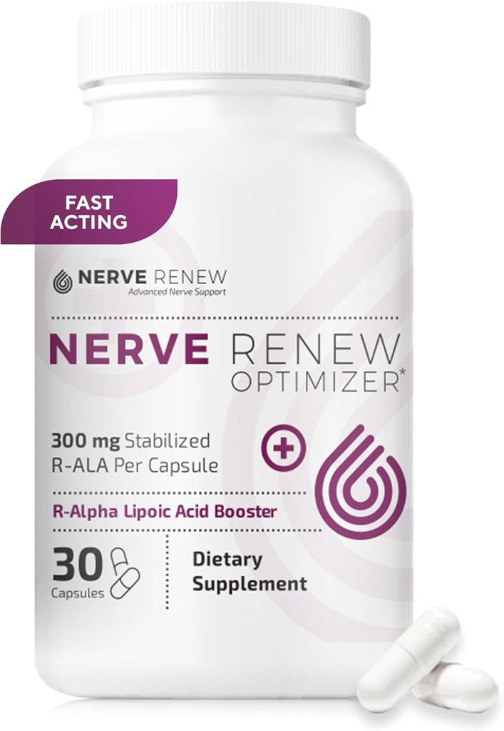 NERVE RENEW Optimizer - Diyetsel Supplement - 30 Capsules - 300 mg Doğal Nerve Discomfort Desteği için Kapsül başına kapsülü Stabilize R-Alpha Lipoic Asit - Hızlı Aborve All Natural Natural