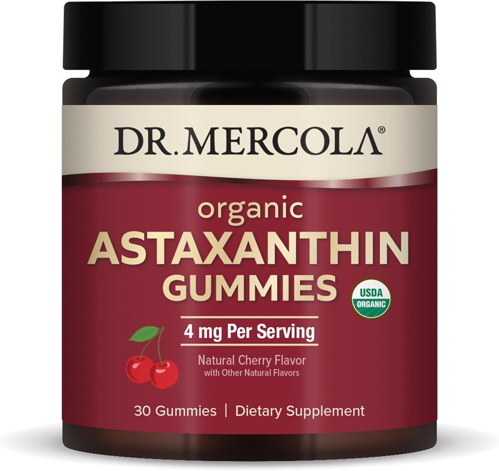 Dr. Mercola Organik Astaxanthin Gummies, 30 Hizmet (30 Gummies), 4 mg Per Servis, Diyet Supplement, Antioksi ve Immune Support, sertifikalı Organik, Non-GMOMOmmies,