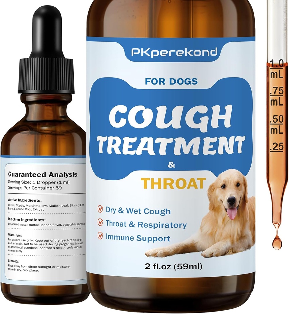 Köpekler için tedavi - Relives Sore Throat, Kuru & Wet Cough - Trachea Collap and Respiratory Support - Immune Supplement for Dogs - Natural Herbal Remedy 2 oz