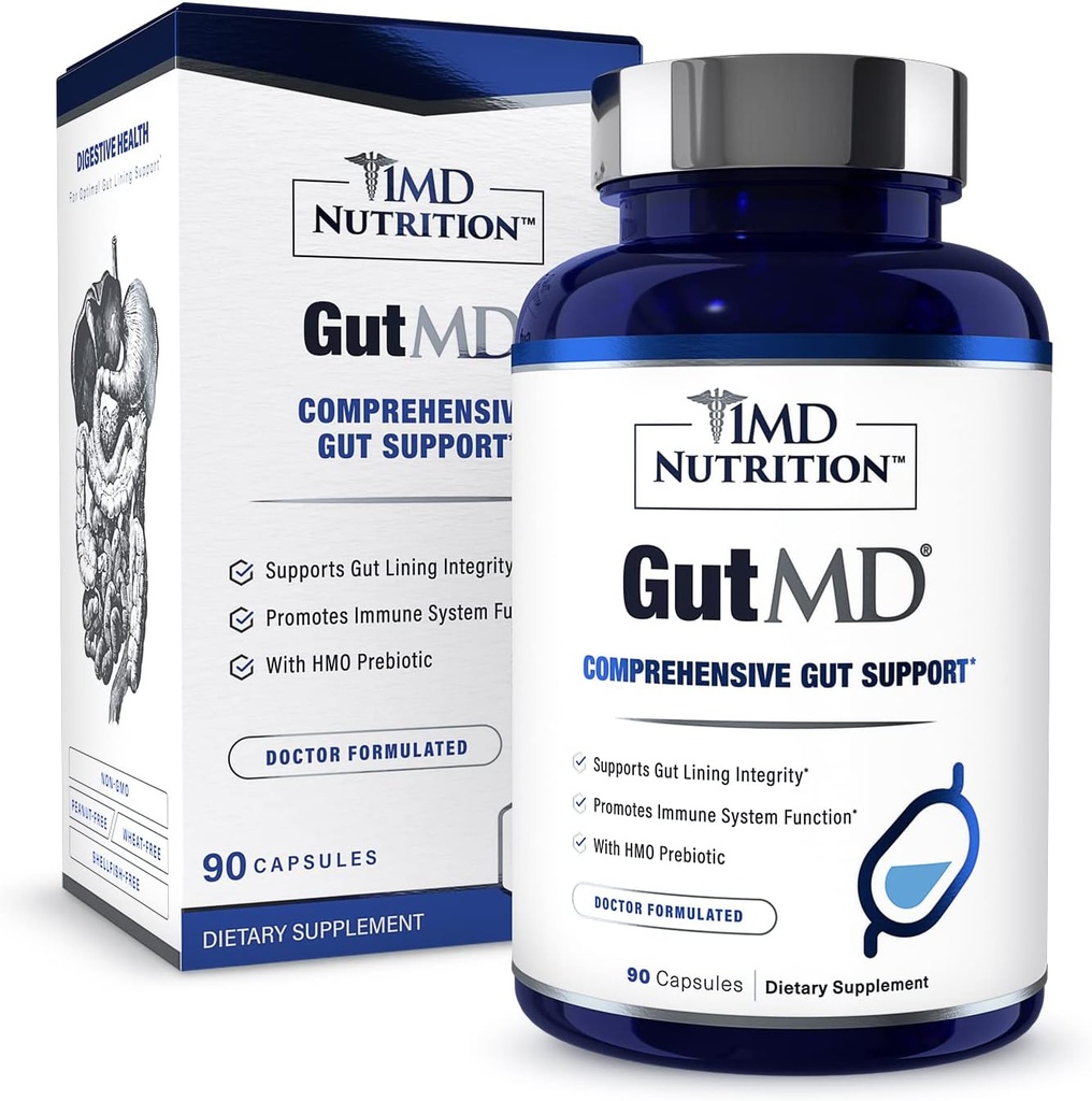 1MD Beslenme GutMD - L-Glutamine Capsules W / Prebiyotik for Gut Health - L Glutamine Supplement - Supports Health Digestive Tract Integrity - 90 Capsules
