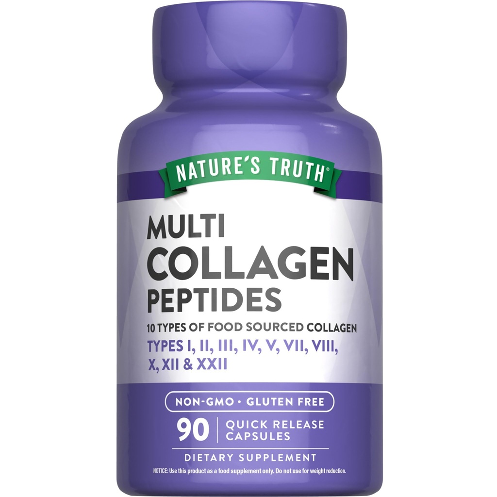 Nature's Truth Multi Collagen Capsule Capsules | Tip I, II, III, V, X | 2000 mg | 90 Count | Keto Friendly | Non-GMO ve Gluten Free Supplement
