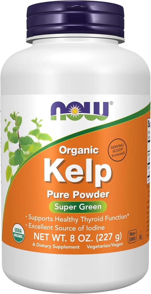 NOW Συμπληρώματα, Kelp σκόνη, Certified Organic, Εξαιρετική πηγή ιωδίου, Super Green, 8-Ounce