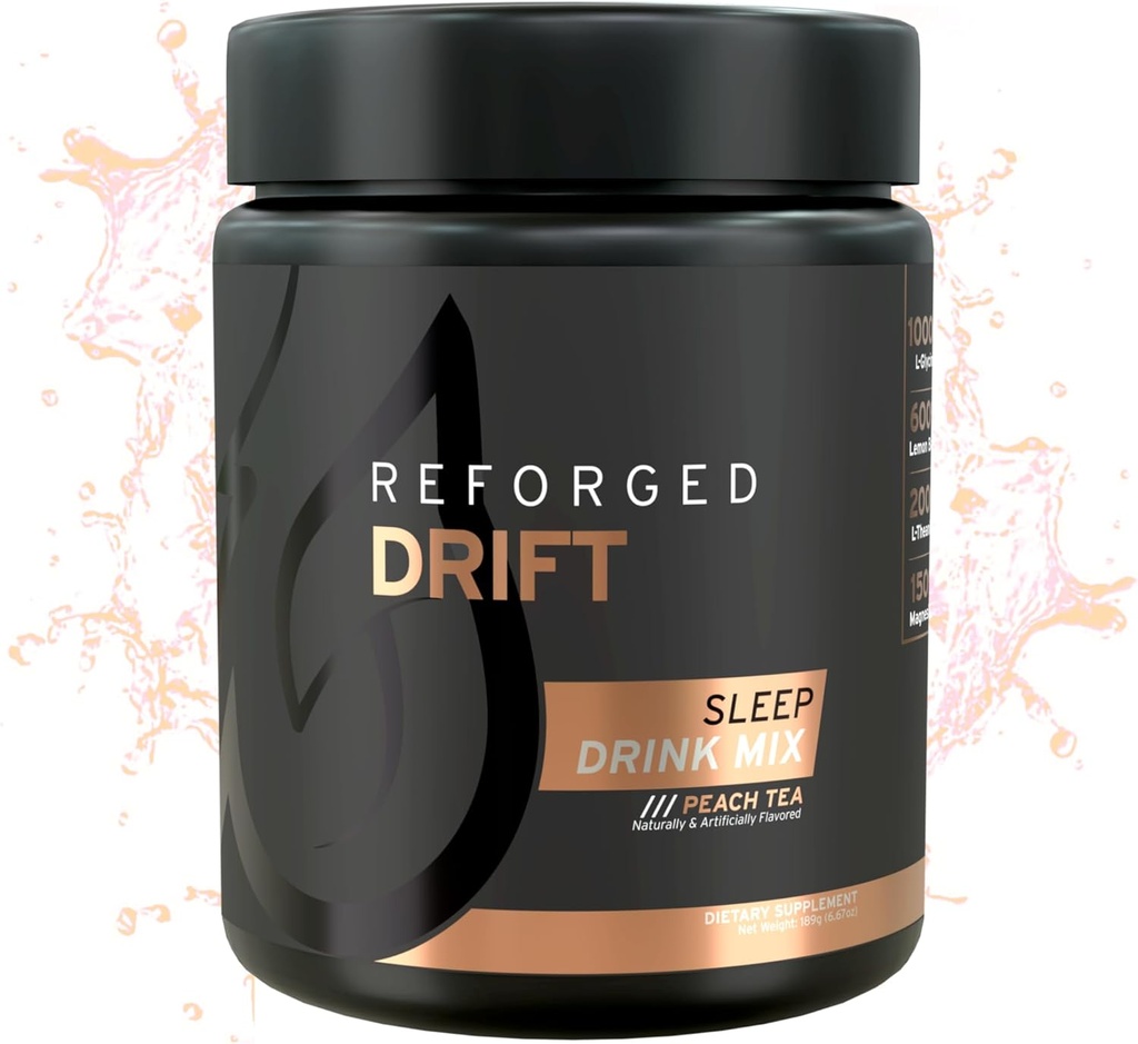 Drift Sleep Drink Mix - Calm Magnesium Powder Sleep Aid Supplement - Μελατονίνη Sleeping Powder Supplement with Magnesium, Lemon Balm, L-Theanine, L-Glycine - Ροδάκινο Τσάι, 30 Σερβιέτες