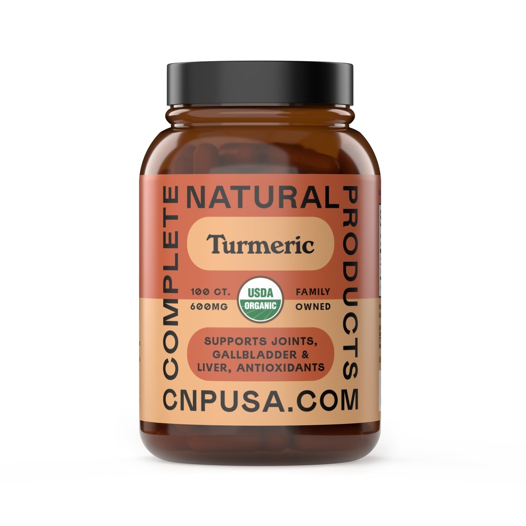 Organik Turmeric Capsules - Raw & Pure Curcumin Root Toz Supplement, 100 Capsules 600 mg, Gallbladder, Liver ve Destek