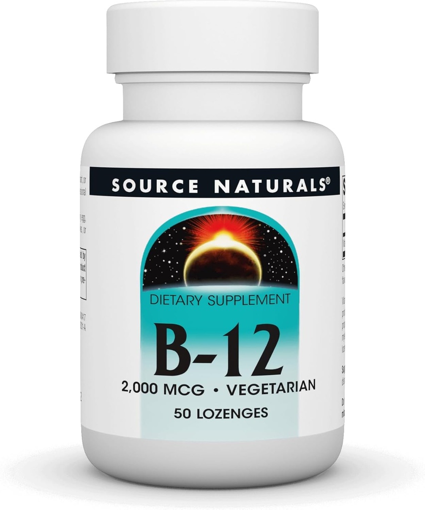 Πηγή Naturals Βιταμίνη B-12, 2000 mcg Υποστηρίζει την παραγωγή ενέργειας - 50 Lozenges