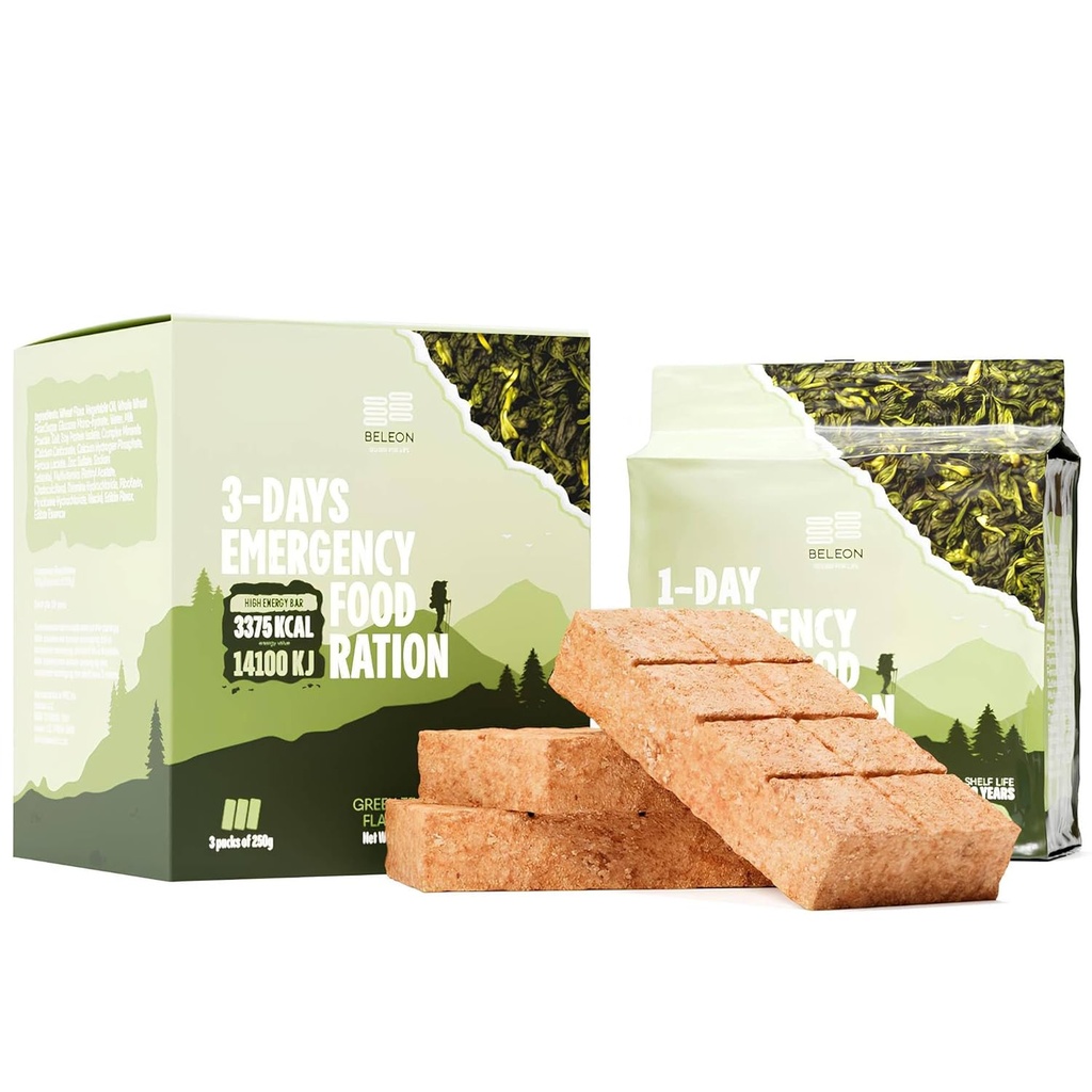 Green Tea Emergency Food Supply - 3 gün 72 saat Biscuit Bars MREs Meals Askeri 2024 Survival Kit - 20 Yıl Raf Life Kampı