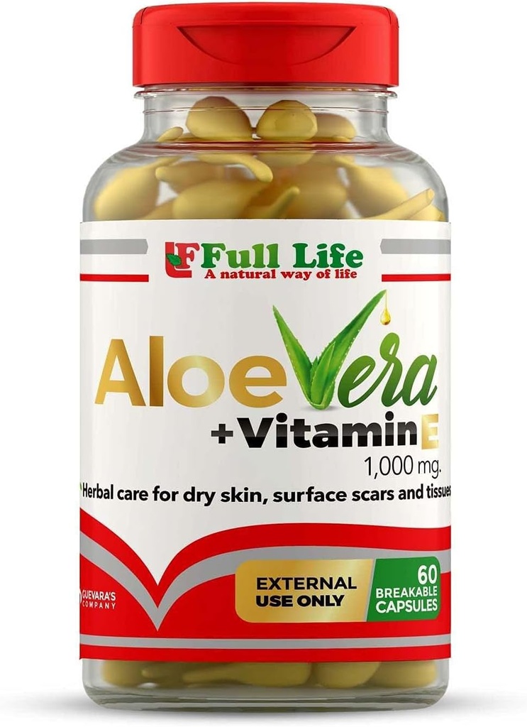 Full Life Aloe Vera + Vitamin E, 60 Breakable Capsules - Moistuence, Anti-aging - sağlıklı cilt bakımı