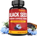 Pure Black Seed Toz Capsules 750 mg - Immunity, Digestive, Skin, Hair & Body Balance - 3 Ay Supply için 90 Pills