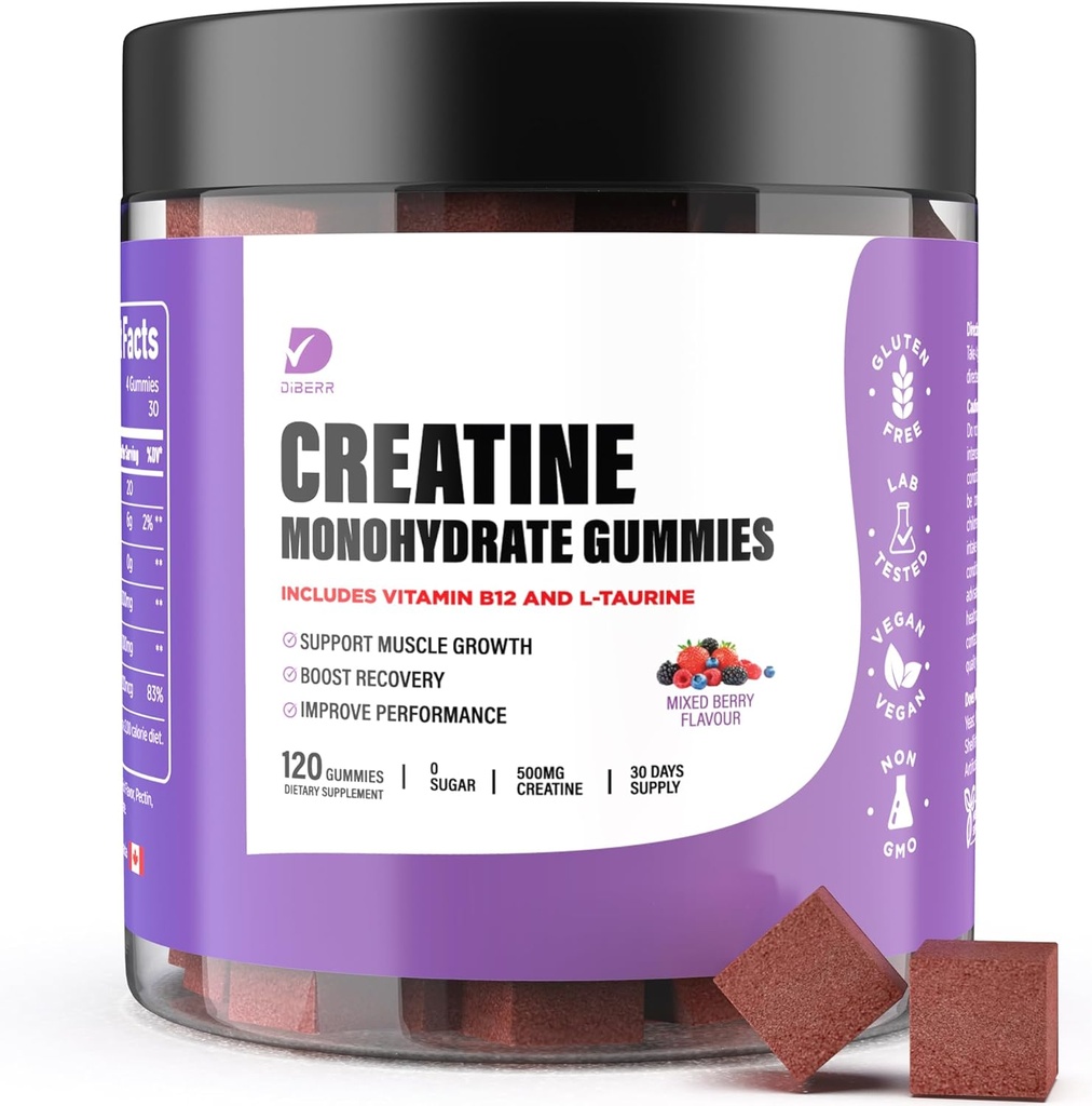 Kretine Gummies - Erkekler ve Kadınlar için Kretine Monohidrat Gummies - 5g of Kre, Strength, Endurance -Build Muscle, Sugar Free,Vegan, Non-GMO 120 Ct