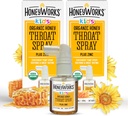 HoneyWorks Παιδικό Σπρέι Λαιμού για την ανακούφιση του πονεμένου λαρύγγι, 1 Oz (πακέτο των 2) Καταπραϋντικό Μη-ΓΤΟ USDA Βιολογικό Σκοτεινό Μέλι + Ψευδάργυρος, γρήγορης δράσης ανακούφιση, 12 μήνες+