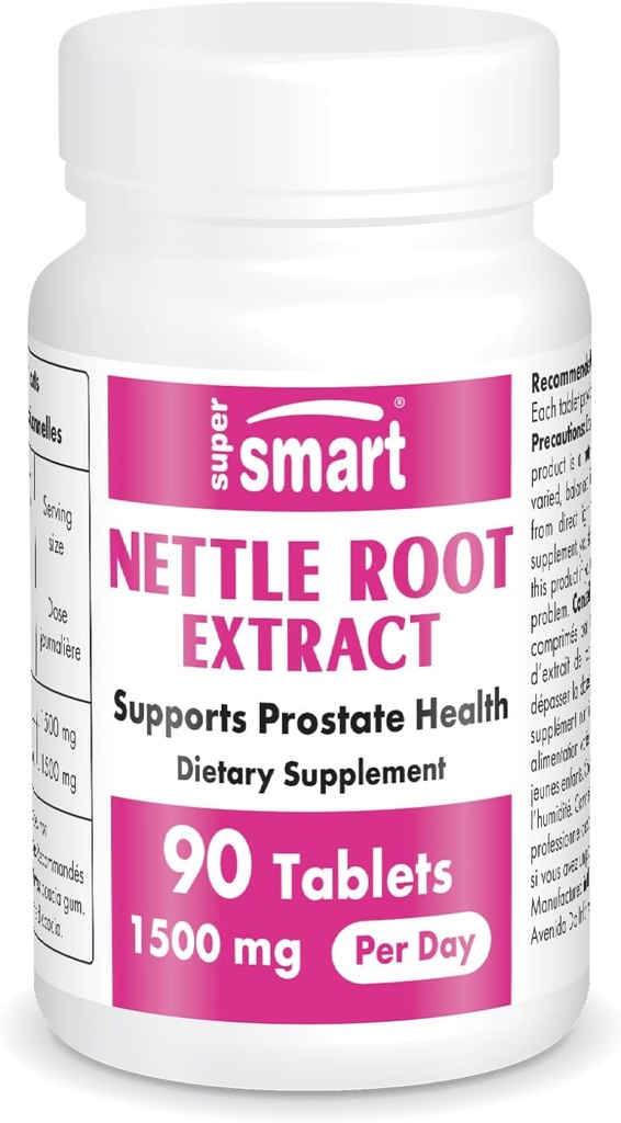 Supersmart - Nettle Root Extract 1500 mg Per Day - Sting Nettle Root - Sağlıklı Urinary Tract - Prostate Supplements for Men | Non-GMO - 90 Tabletler.