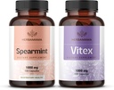 HERBAMAMA Spearmint ve Vitex Kit - 1000 mg Spearmint Leaf & Vitex Chasteberry Capsules - Vegan, Non-GMO, Gelatin-Free - 2 Pack