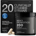Toniiq Mens Probiyotik ile 20 Doğrulanmış Strains – 200 Bilion CFU + 200 mg FOS Prebiyotik – Mens Probiyotikler for Gut Health - Cold-Chain & Geed-Release – Lab-Tested Synbiyotik Formula