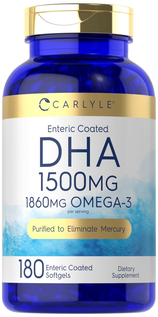 Carlyle DHA Supplement 1500 mg | 180 Softgels | Omega-3 Supplement | Non-GMO, Gluten Free