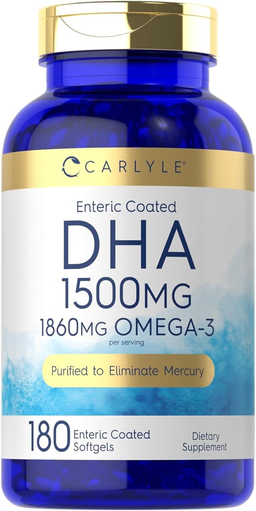Carlyle DHA Supplement 1500 mg | 180 Softgels | Omega-3 Supplement | Non-GMO, Gluten Free