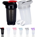 Shaker Şişe Protein Shakes Cup ve 10Ounce/300ML ShakerBottle with Whisk Balls, Protein ShakerBottles Set,Non-BPA plastik (Black+Grey(2ücretli)))