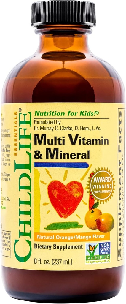 ÇOCUKLIFE ESSENTIALS Kids Multivitamin & Mineral - Çocuk Vitaminleri, Çocuklar için Sıvı Çokvitamin, Toddler Multivitaminler, Sıvı Vitaminler, Bebek Multivitamin - Doğal Orange & Mango, 8 Fl Oz (Pack of 1)
