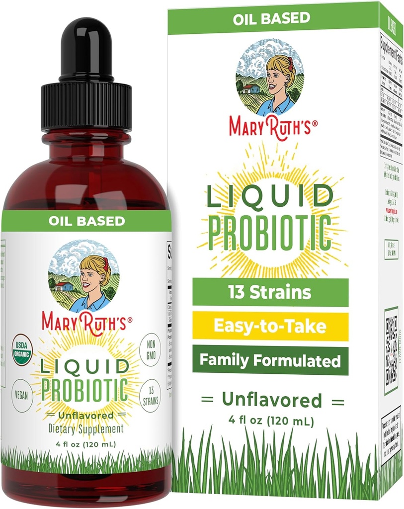 MaryRuth Organics USDA Organic Liquid Probiyotik | Digestive Health | Gut Health | Erkekler için Probiyotikler | Çocuklar için Probiyotikler | Asitofilius Probiyotik | Non-GMO | 40 Hizmetler