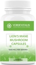 Κάψουλες Lion's Mane - Daily Mushroom Supplement for Memory, Focus & Clarity - Brain Booster- Mushroom Capses for Brain Health Support - Made in USA - 100 Capsles