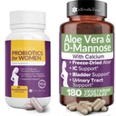 Aloe Vera ve D-Mannose ile Kadınlar için Probiyotikler: UTI; BV; YI ve Vaginal Health ve Non-GMO - Vegan 240 Veg Pills