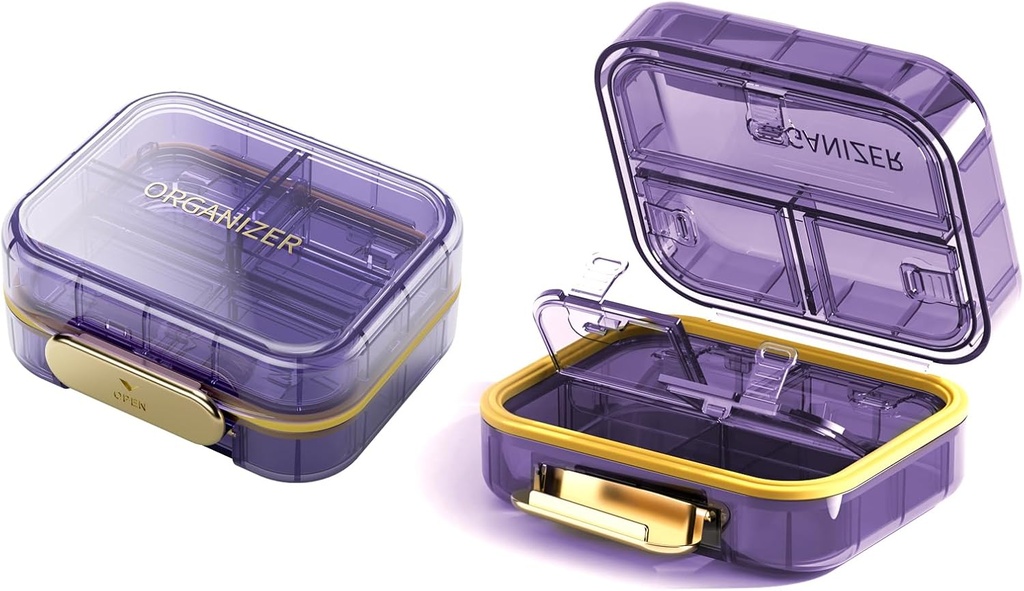 Travel Pill Organizer, 7 διαμερίσματα Pill Box, καθημερινή φορητή θήκη χαπιών για να κρατήσει βιταμίνες, 1 πακέτο μικρό δοχείο χαπιών για Pocket Purse Medicine Organizer