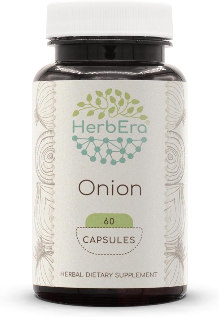 HerbEra Onion 60 Capsules, 500 mg, Onion (Allium Cepa) Dried Bulb (60 Capsules)