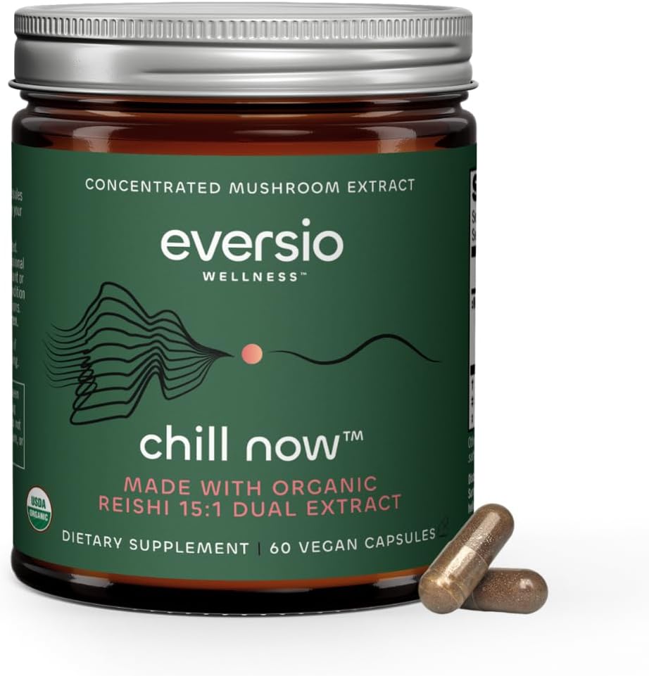 CHILL Now Organic Reishi Mushroom Supplement - 15:1 Reishi Dual Extract in 60 Vegan Capsules (250 mg)