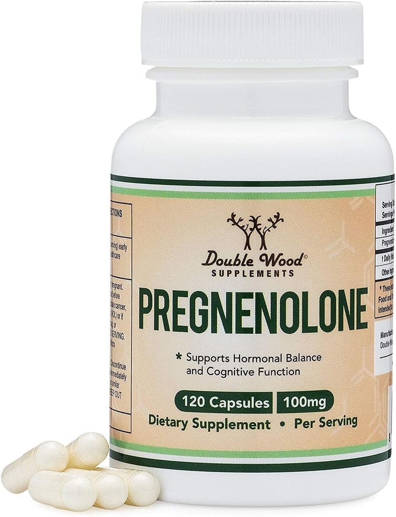 Pregnenolone 100 mg per Service (Proverted to Progesterone to Boost Progesterone Levels) - Üçüncü Parti Test Edildi - 120 Capsules (50 mg per Capsule)