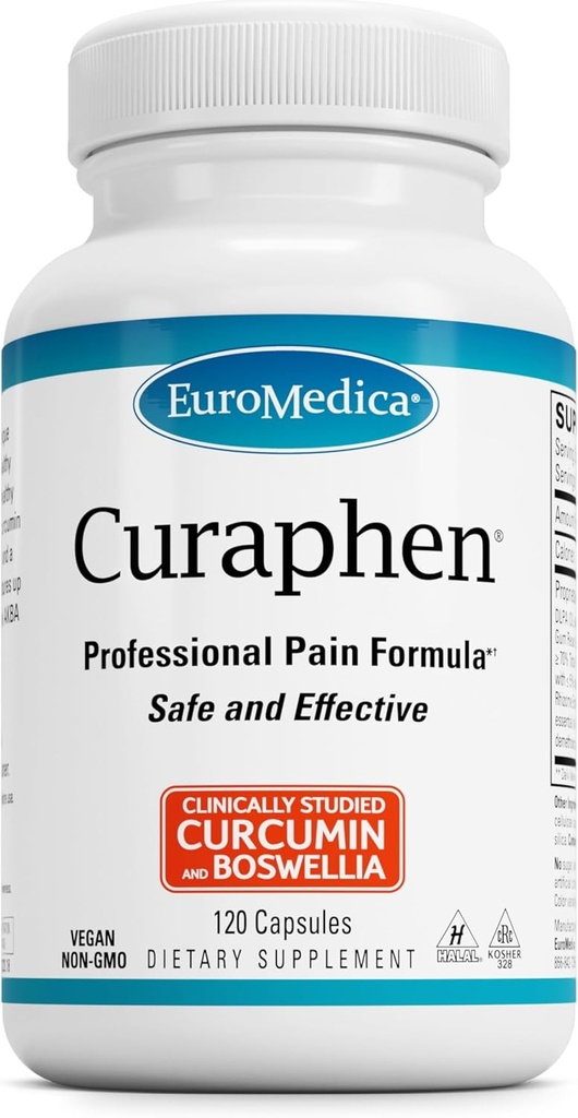 EuroMedica Curaphen - συμπλήρωμα κουρκουμίνης για την υποστήριξη κυκλοφορίας & ενδορφίνης - Υποστήριξη για περιστασιακή δυσφορία - Βοηθήματα Υγιείς μύες - 120 κάψουλες
