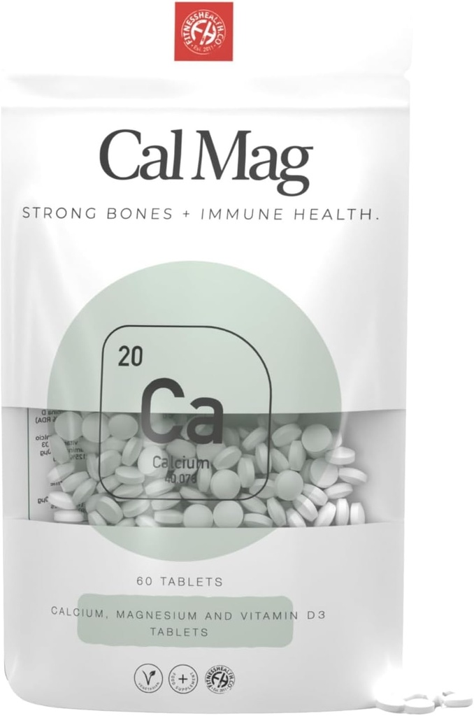 Fitness Healthuba Magnezyum & Vitamin D Tabletleri - Gıda ve Vitamin D Tabletleri - Vegan Vitaminleri Tamam - Non-GMO ve Gluten Ücretsiz - 60 Tabletler -
