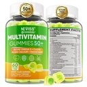 Erkekler için Multivitamin 50 + Plus, Sugar Free Men Multivitamins Gummies w/Omega-3, Coq10, D3k2, Kalsiyum, Magnezyum, çinko, A, C & E, Mens Vitaminleri HeRt, Antioksi, Brain, Bone, 60cts
