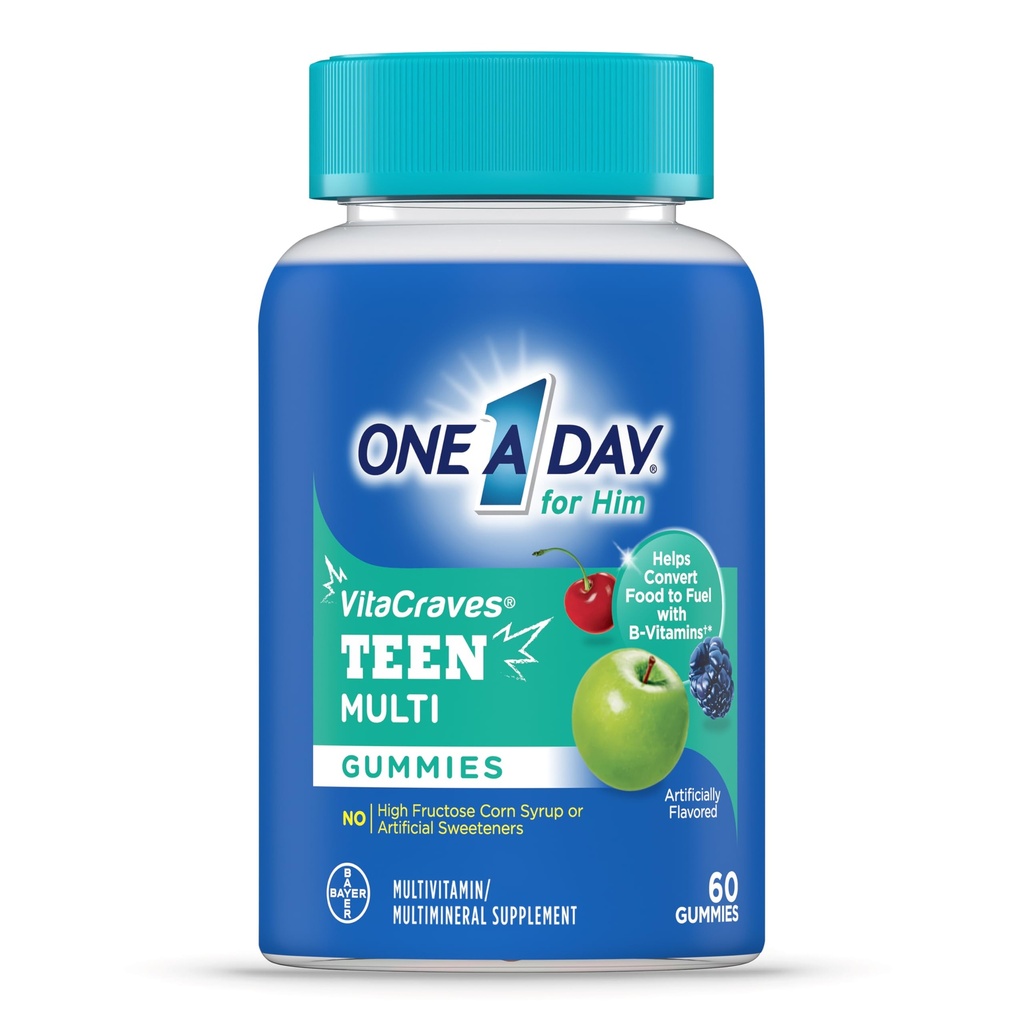 O Multivitamin Gummies için bir gün Teen, A, C, D, E ve çinko, Immune Health Support, Physical Energy & 60 Count