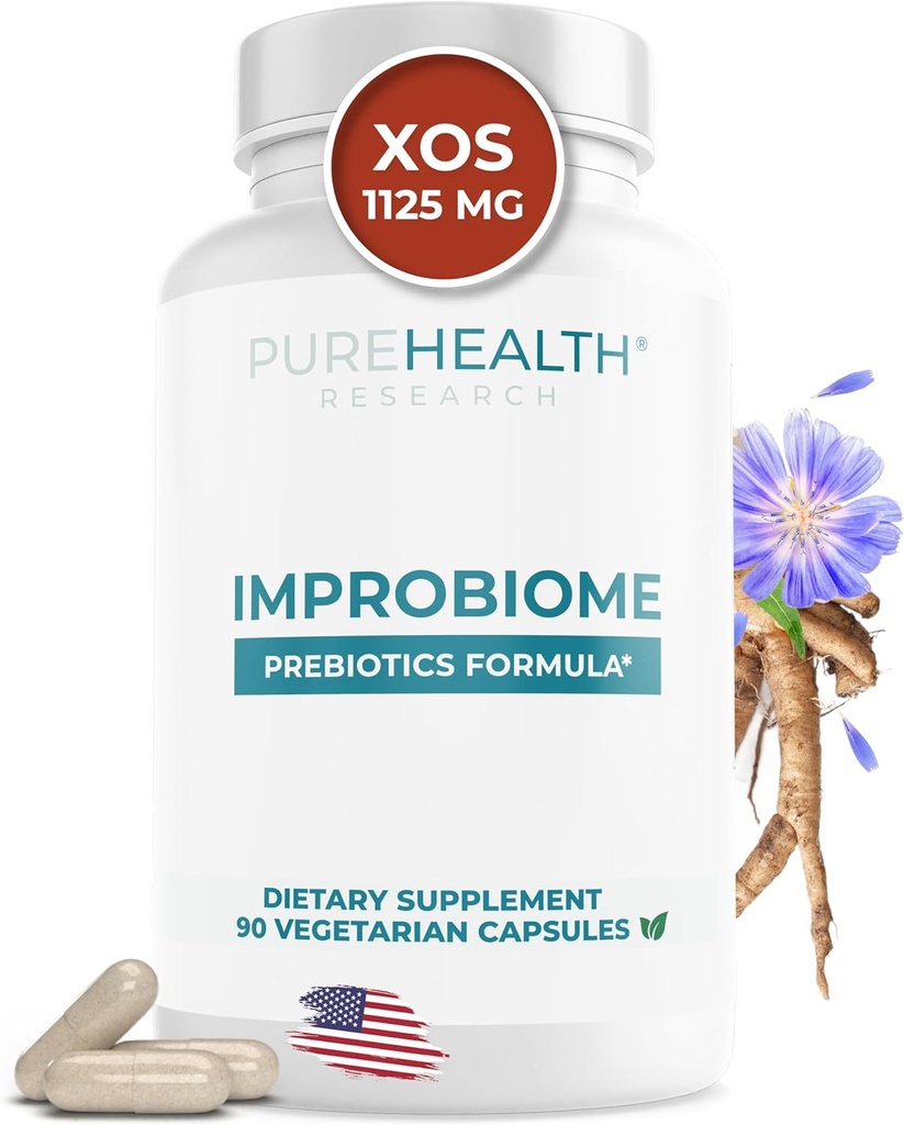 PUREHEALTH Imp Improbiome Prebiyotik Fiber Supplement - Sağlıklı Gut Prebiyotikleri için Doğal Destek - Digestive Nutritional Supplements - Apple Pectin Capsules - 90ct