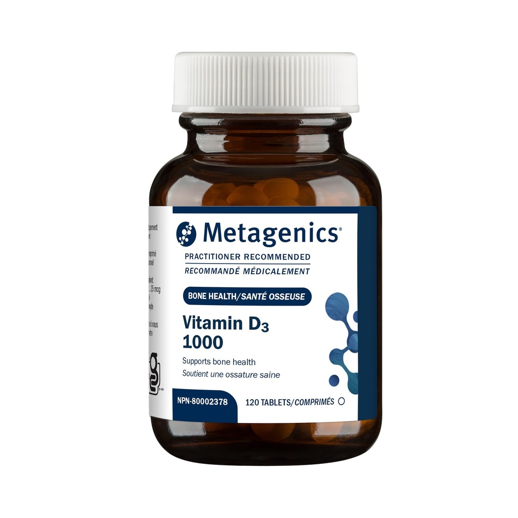 Metagenics Vitamin D3 1000 IU - Sağlıklı Kemik Formasyonu, Cardiovascular Sağlığı ve Immune Desteği - 120 Kont
