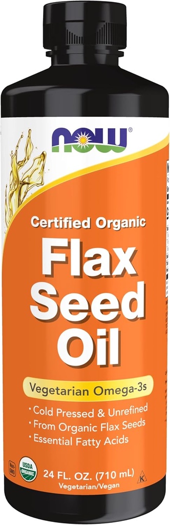 Şimdi Gıdalar Tamamlar, sertifikalı Organik Flax Tohum Yağı Sıvı, Soğuk-Basın ve Unrefined, 24Ounce