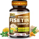 VEGATOT Organik Fisetin Kompleksi 7in-1 Formula | Quercetin, Resveratrol, Ashwagandha, Maca Root, Turmeric, Black Pepper | 150 Capsules | Non-GMO, Gluten-Free-GMO, Gluten-Free