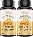 Liposomal Turmeric Curcumin Supplement - 2000mg, 95% Curcuminoid Extract with Piperine - 60 Softgels (2 Φιάλη)