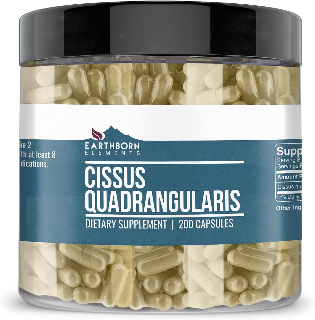 Earthborn Elements Cissus Quadrangularis 200 Capsules, Pure & Undiled, No Wordss