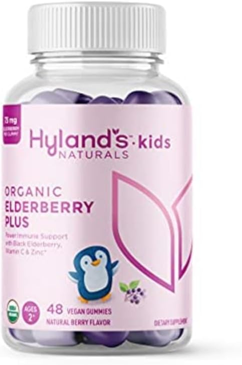 Παιδιά του Hyland Organic Elderberry Plus Gummies, Βιολογικό Black Elderberry με ZINC και βιταμίνη C, Ανοσολογική Υποστήριξη για Παιδιά, 48 Vegan Gummies