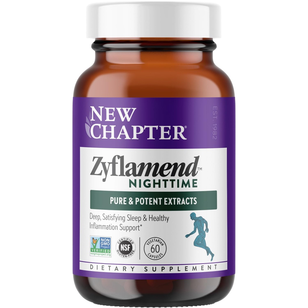 Νέο Κεφάλαιο Βοήθεια για τον Ύπνο – Zyflamend Nighttime for Sleep support with Turmeric + Valerian Root + Lemon Balm + Holy Basil, Vegetarian Capsles, 60 Count