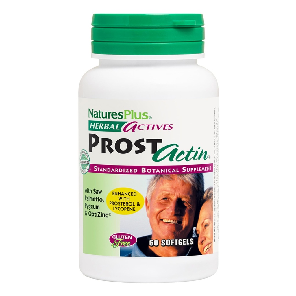 Natures Plus Herbal Actives ProstActin - 200 iu Vitamin E, 60 Softgels - Sağlıklı Prostate Gland Support, Saw Palmetto, Pisa-Free - 30 Servisler