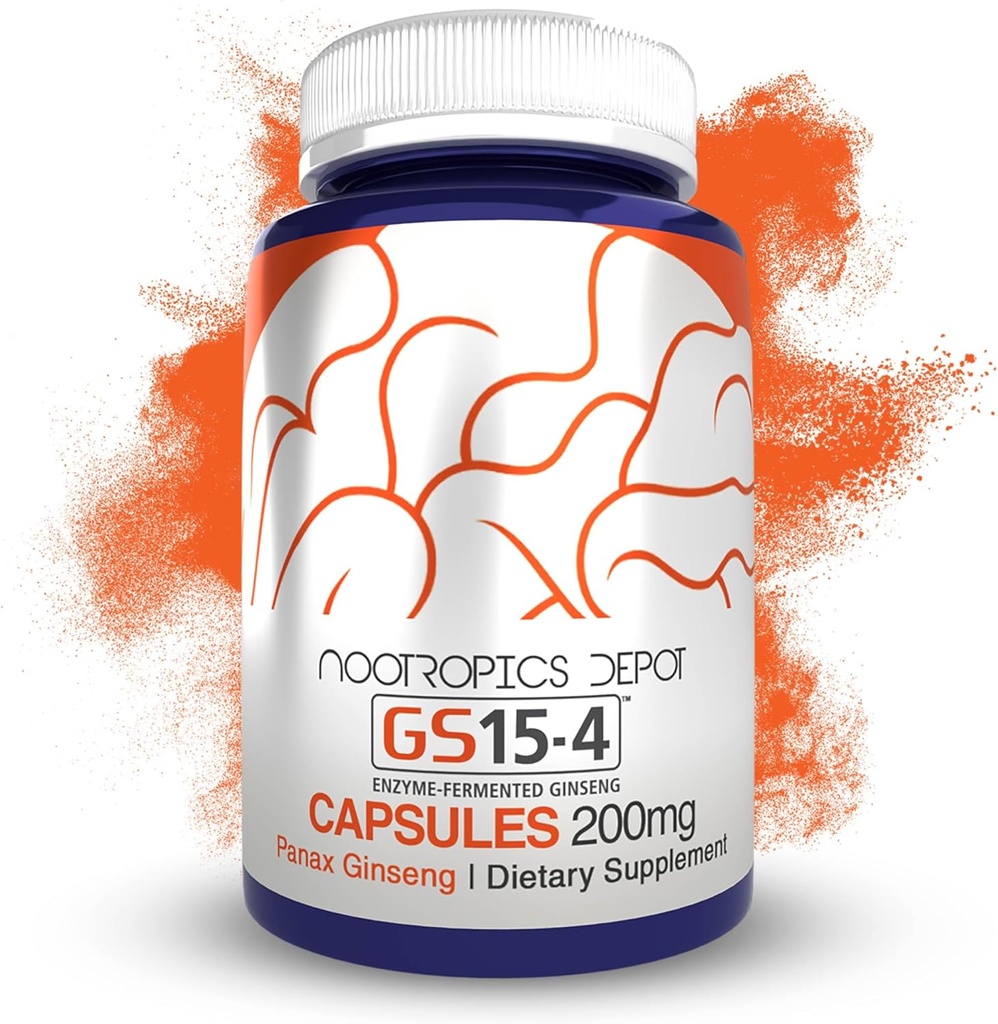 Nootropics Depot GS15-4 Panax Ginseng Capsules | 200 mg | 30 Kont | Adaptogen Supplement | Ayurveda Herb | Sağlıklı Stres Seviyelerini Destekler