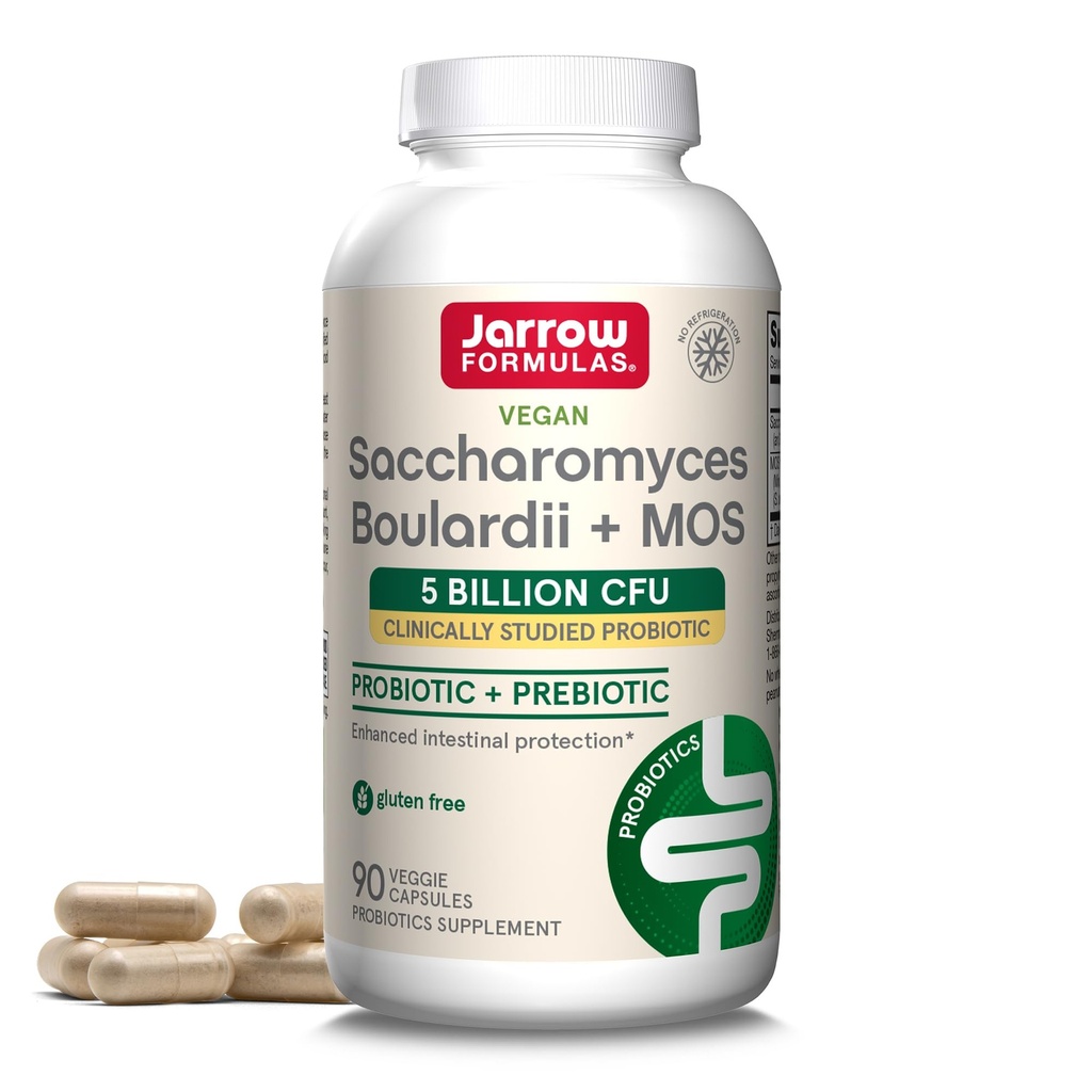 Jarrow Formulas Saccharomyces Boulardii Probiyotiks + MOS 5 Milyar CFU Probiyotik Intestinal Health Support, Gut Health Supplements for Women and Men, 90 Veggie Capsules, 90 Day Supply