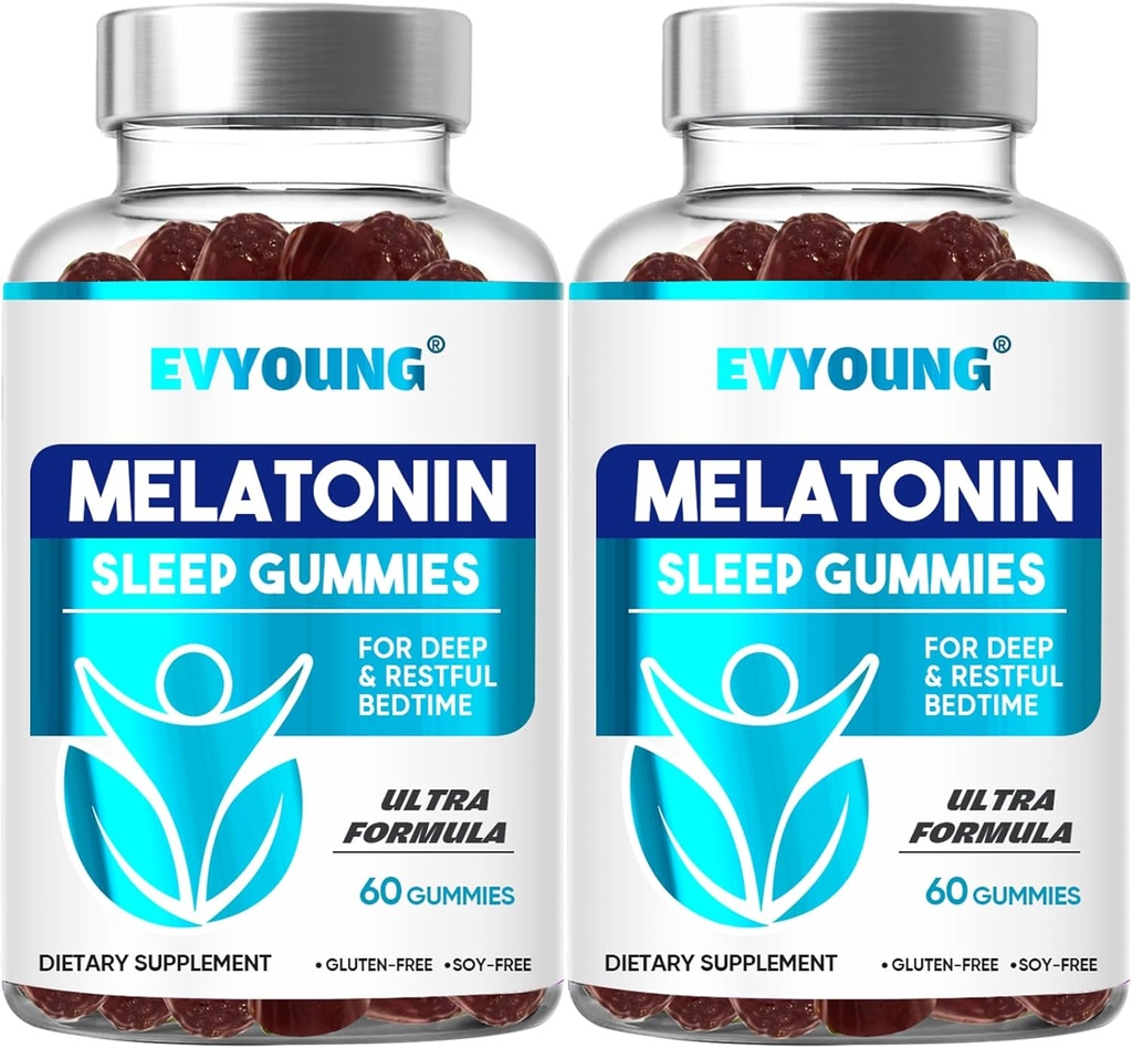 EVYOUNG Μελατονίνη Gummies,Υποδοχή Ύπνου για Ενήλικες,1000 mcg Μελατονίνη 120 Gummies έως και 60 ημέρες προσφοράς, συμπλήρωμα για τον ύπνο