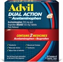 Advil Dual Action Coated Caplets with Acetaminophen, 250 Mg Ibuprofen and 500 Mg Acetaminophen Per Dose (2 Dose Equivalent) for 8 Hour Pain Relief - 2 Count x 50