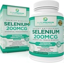PurePremium Selenium 200mcg Supplement - L Selenomethionine Essential Mineral - Normal Tiroid için Günlük Destek, Immune System| Normal Prostate Function - 3 Ay Supply - 100 Capsules