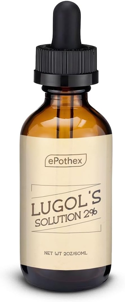 Lugol'un Çözümü% 2oz Glass Dropper Şişe. Contains P properties Iodide and Iodine, 60 ml