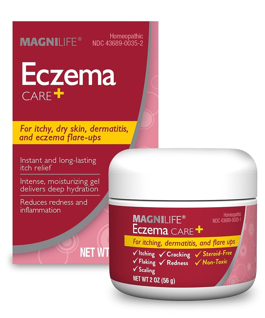 MagniLife Eczema Care+, Itchy, Kuru Skin, Son Dermatitis ve Eczema Flare-Ups - Doğal Malzemeler Aloe, Calendula & Çay Ağacı Yağı - Steroid-Free, Paraben-Free - 2 oz