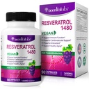 100% φυσική ρεσβερατρόλη - 1480mg ανά υπηρεσία, 90 κάψουλες λαχανικά, 99% καθαρό Trans-Reεσβερατρόλη, αντιοξειδωτικό για υγιή γήρανση, τον εγκέφαλο και την υποστήριξη της καρδιάς